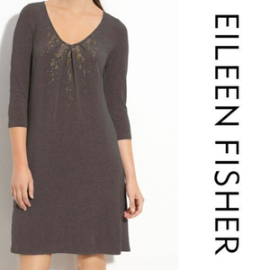 Eileen Fisher Embellished‎ V-Neck Knit Mini Dress